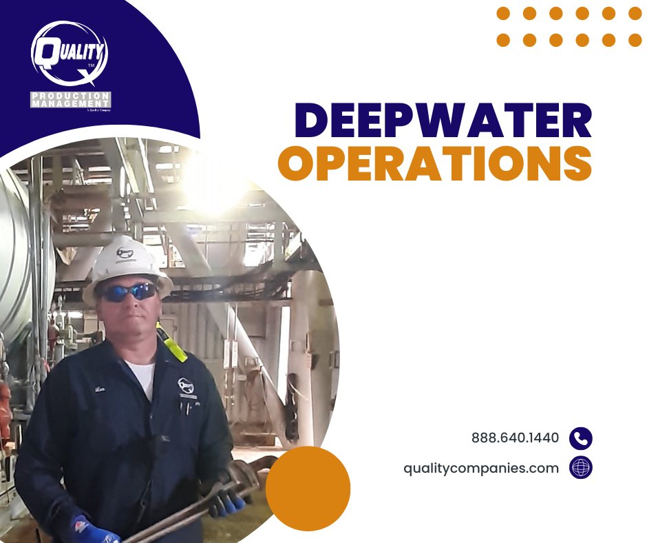 QualityQC's tweet image. Quality Production Management offers supplemental labor services to assist with your deepwater operations, from deck operators to control room operators. Contact us today for more information. #qpm #oilandgas #deepwateroperations #energy #qualitycompanies