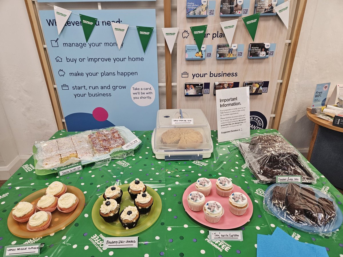 dancowen74's tweet photo. We are holding a Cake Sale for @macmillancancer on Thursday 28th September @TSB #Swindon All Welcome @WiltsHour #bakesale #cakesale #charity #fundraising #tsbpride #Cancer #MacmillanCoffeeMorning https://t.co/L46dNfz4U7