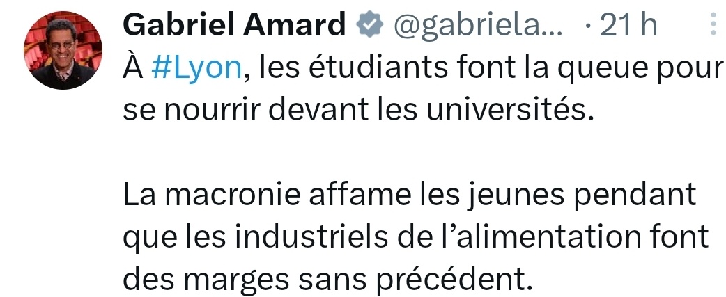 MacronardsFM's tweet photo. Je ne sais pas si la Macronie affame les jeunes, en revanche la Melenchonie, elle, remplit le ventre de son gendre, député avec 7930 euros par mois. Ça c'est un fait, pas une impression. #bombance ! https://t.co/pwSsNN6loz