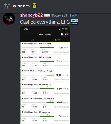 GFNFBets's tweet photo. DFS went OFF last night 🔥
If this tweet gets 25 Likes we'll give out our FIRST free play on Twitter😎
#sportsbettingpicks #sportsbettingtwitter #DFS https://t.co/eM907ytxOg