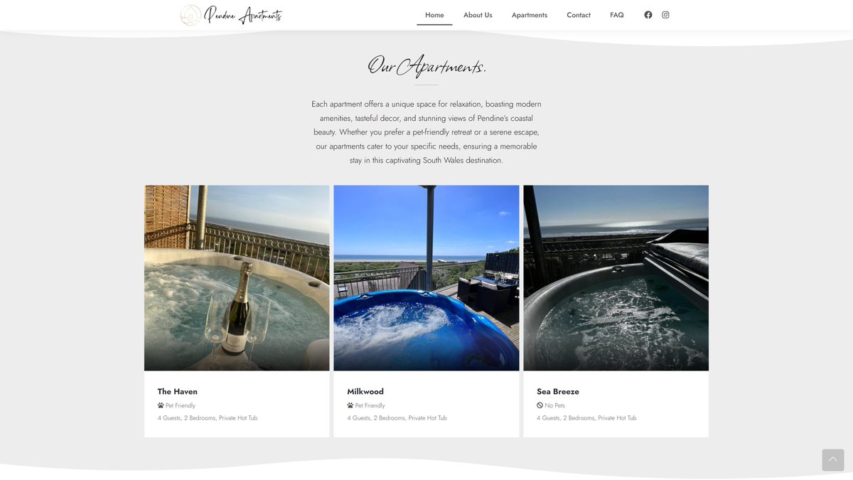 webdesign_wales's tweet photo. 🎉 Big news! We're thrilled to introduce the new website for our client, Pendine Apartments. Visit https://t.co/CksE98UVtX to see the seven-page website. 💻Gareth's business is smoother with no more manual managing or hefty fees. Plan your 2024 getaway today at Pendine Apartments https://t.co/mTFayZXegb