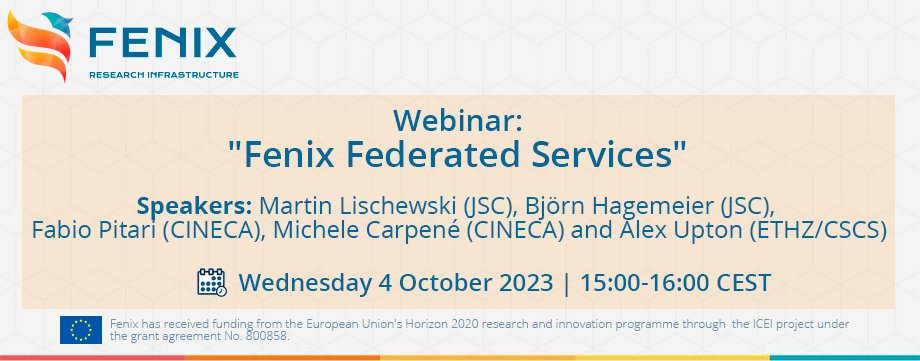 Fenix RI (@fenix_ri_eu) on Twitter photo 🚀Registration Open🚀
Book your spot on the 22nd Fenix Infrastructure Webinar on "Fenix Federated Services."
📆 October 4, 2023
⏱ 3 pm
Register here:
🔗lnkd.in/dzxg3ngY
<a href="/HumanBrainProj/">Human Brain Project</a> <a href="/EBRAINS_eu/">EBRAINS</a> <a href="/BSC_CNS/">BSC-CNS</a> <a href="/Cineca1969/">Cineca</a> <a href="/cscsch/">CSCS Lugano</a> 🚀Registration Open🚀
Book your spot on the 22nd Fenix Infrastructure Webinar on "Fenix Federated Services."
📆 October 4, 2023
⏱ 3 pm
Register here:
🔗lnkd.in/dzxg3ngY
<a href="/HumanBrainProj/">Human Brain Project</a> <a href="/EBRAINS_eu/">EBRAINS</a> <a href="/BSC_CNS/">BSC-CNS</a> <a href="/Cineca1969/">Cineca</a> <a href="/cscsch/">CSCS Lugano</a>