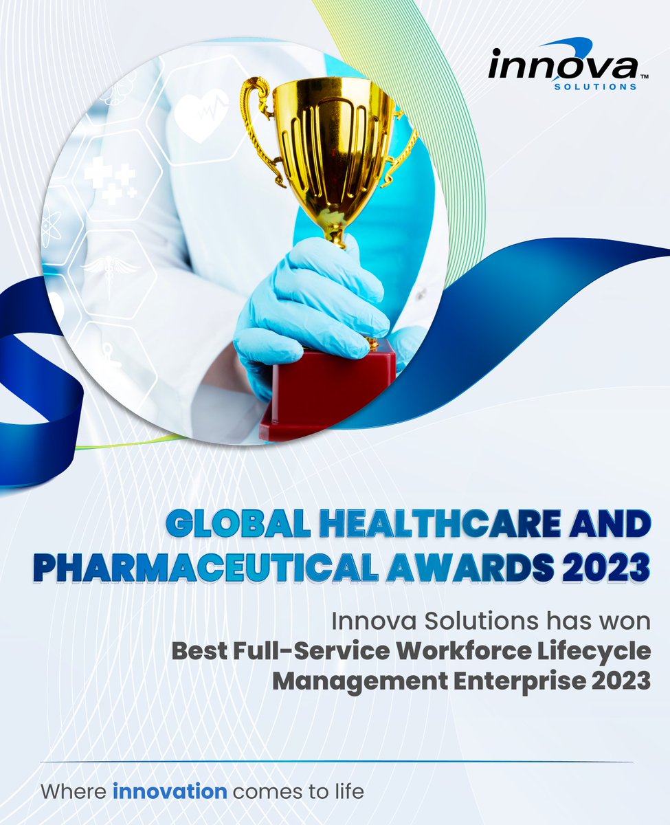 innovasolutions's tweet photo. Innova Solutions has earned a Global Healthcare and Pharmaceutical Award for ‘Best Full-Service Workforce Lifecycle Management Enterprise 2023’! View the full list of award winners here: https://t.co/o7C1CSHxTm Learn more about us https://t.co/P3G6SG65go #innovahealth #health https://t.co/vainzfzVV6