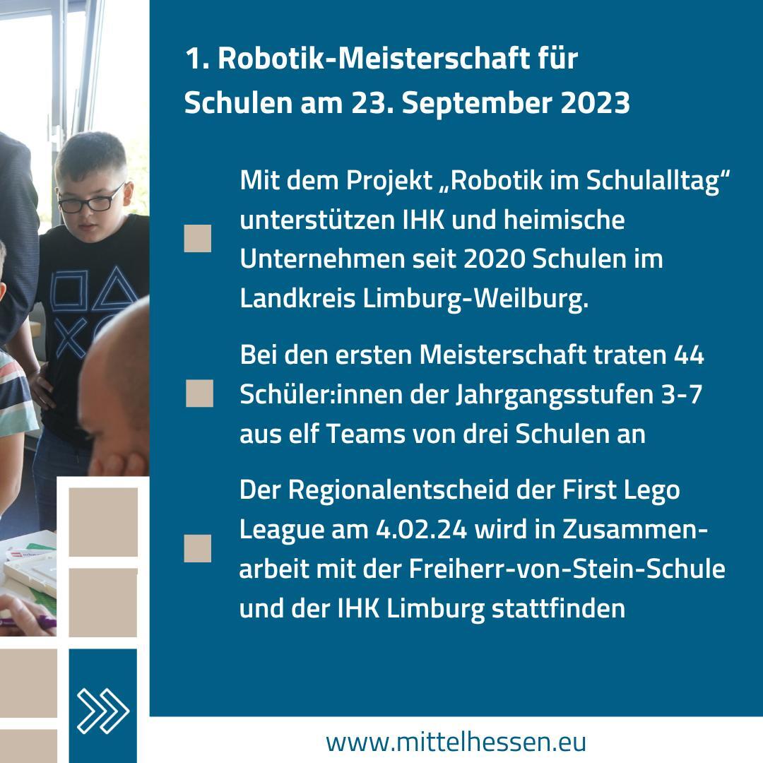Seit 2020 fördern die IHK Limburg und IHK-Mitgliedsunternehmen Schulen im Landkreis Limburg-Weilburg, die sich besonders engagieren, ihre Schüler:innen spielerisch an Technologie und Wissenschaft heranzuführen.

Weitere Informationen dazu findet Ihr unter: is.gd/XeVv9V