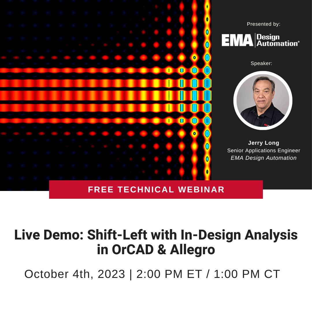 EMA_EDA's tweet image. With in-design analysis, users can find &amp;amp; fix errors during the design when change is easiest with color-coded visual overlays as well as tabular results, allowing you to focus on the more complex signal &amp;amp; power integrity concerns.

Register now: ow.ly/7mxW50PPSXj