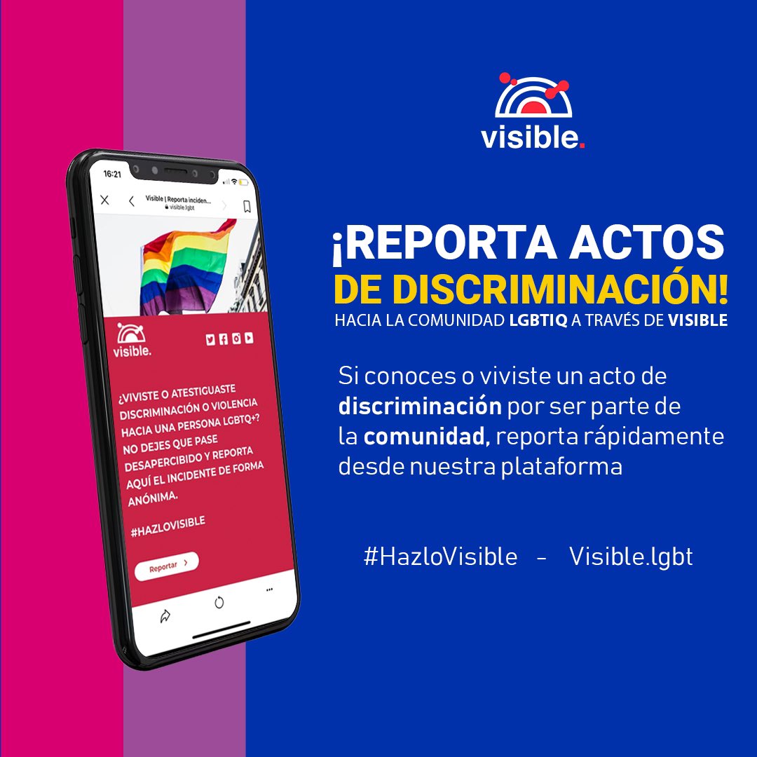 Fernand38215023's tweet photo. 📢 ��Atestigüaste un acto injusto hacia alguien LGBTQ+? No te quedes calladx. Utiliza Visible para reportar y marcar la diferencia. #HAZLOVISIBLE https://t.co/Y1p8Ij4w4D
