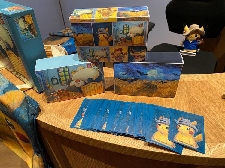 PokemonRestocks's tweet photo. Here's an in-person look at the Van Gogh Pokemon merchandise including card sleeves, playmats, puzzles and more! 

📸: @thewossy https://t.co/BVwL2llHw2