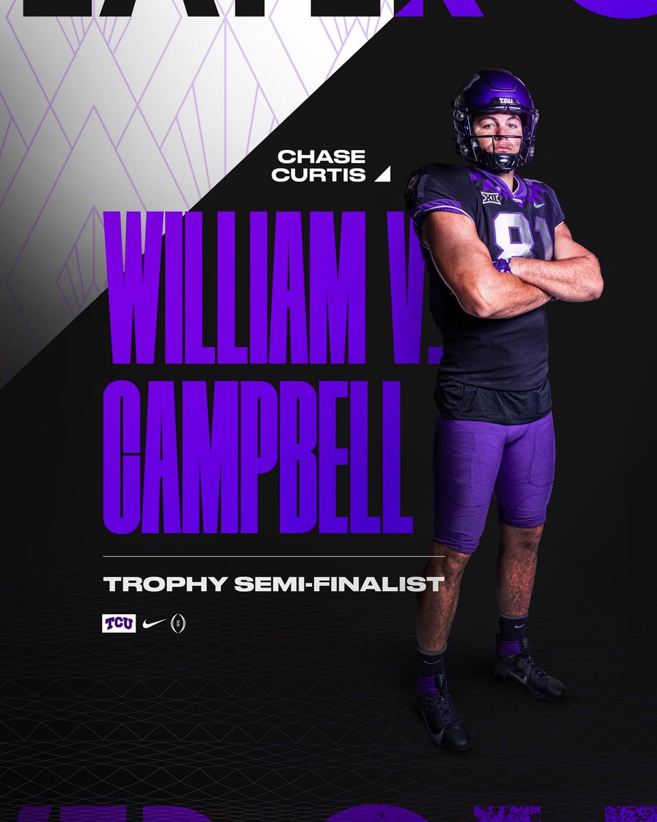 TCU Football (@tcufootball) on Twitter photo We see you <a href="/chasecurtis_09/">Chase Curtis</a> โผ๏ธ๐
William V. Campbell Trophy Semifinalist
#GoFrogs | #AllSteakNoSizzle We see you <a href="/chasecurtis_09/">Chase Curtis</a> โผ๏ธ๐
William V. Campbell Trophy Semifinalist
#GoFrogs | #AllSteakNoSizzle