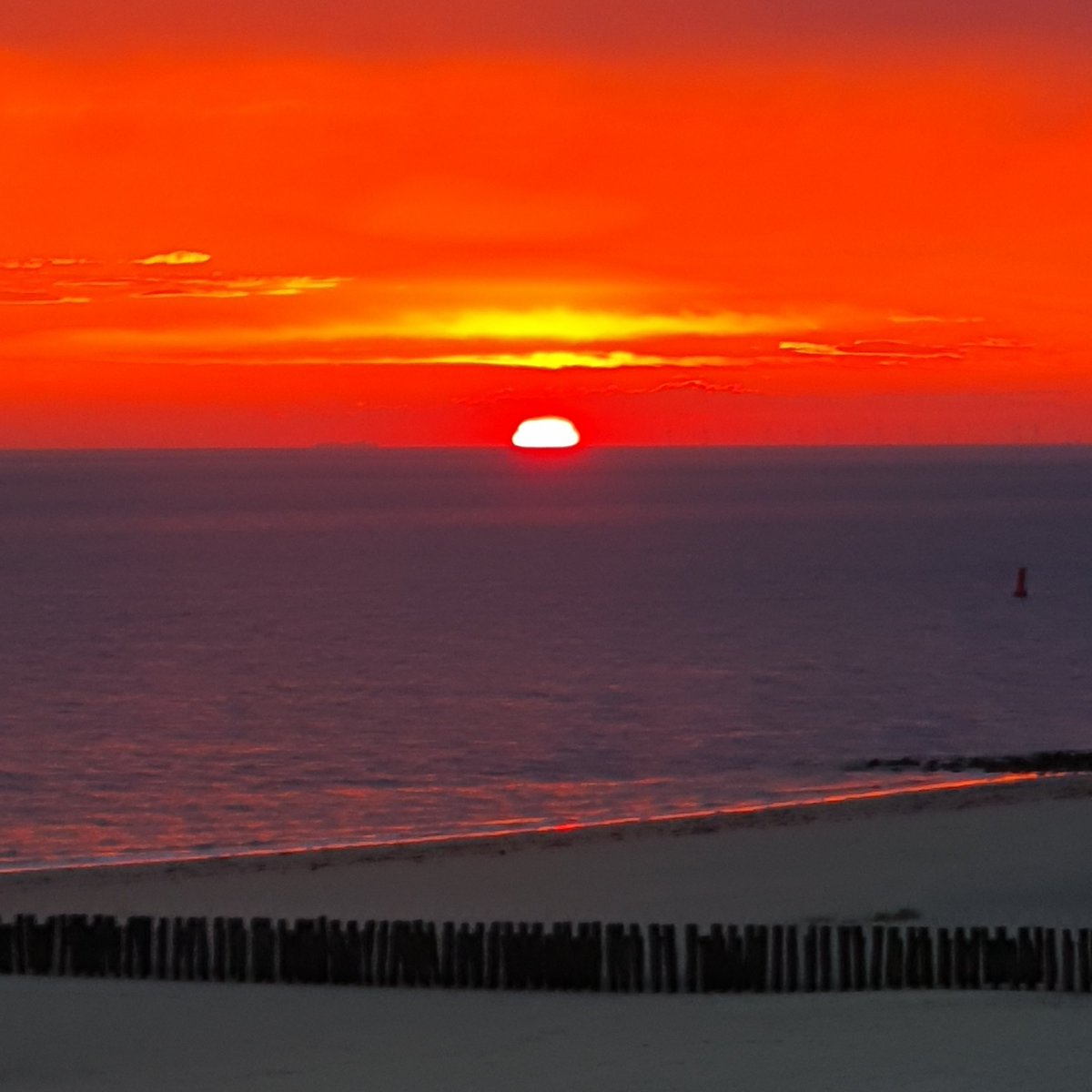 WeerstationV's tweet photo. Zonsondergang Zoutelande om 19.30 uur. https://t.co/CAfqnFB1ur