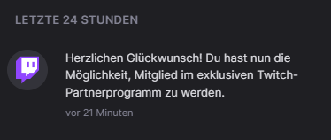 SOLL ICH MEHR SAGEN?😭😭😭
Goldener Hypetrain UND Twitch Partner an einem Tag.
Ich kann nicht mehr. VIELEN DANK LEUTE.