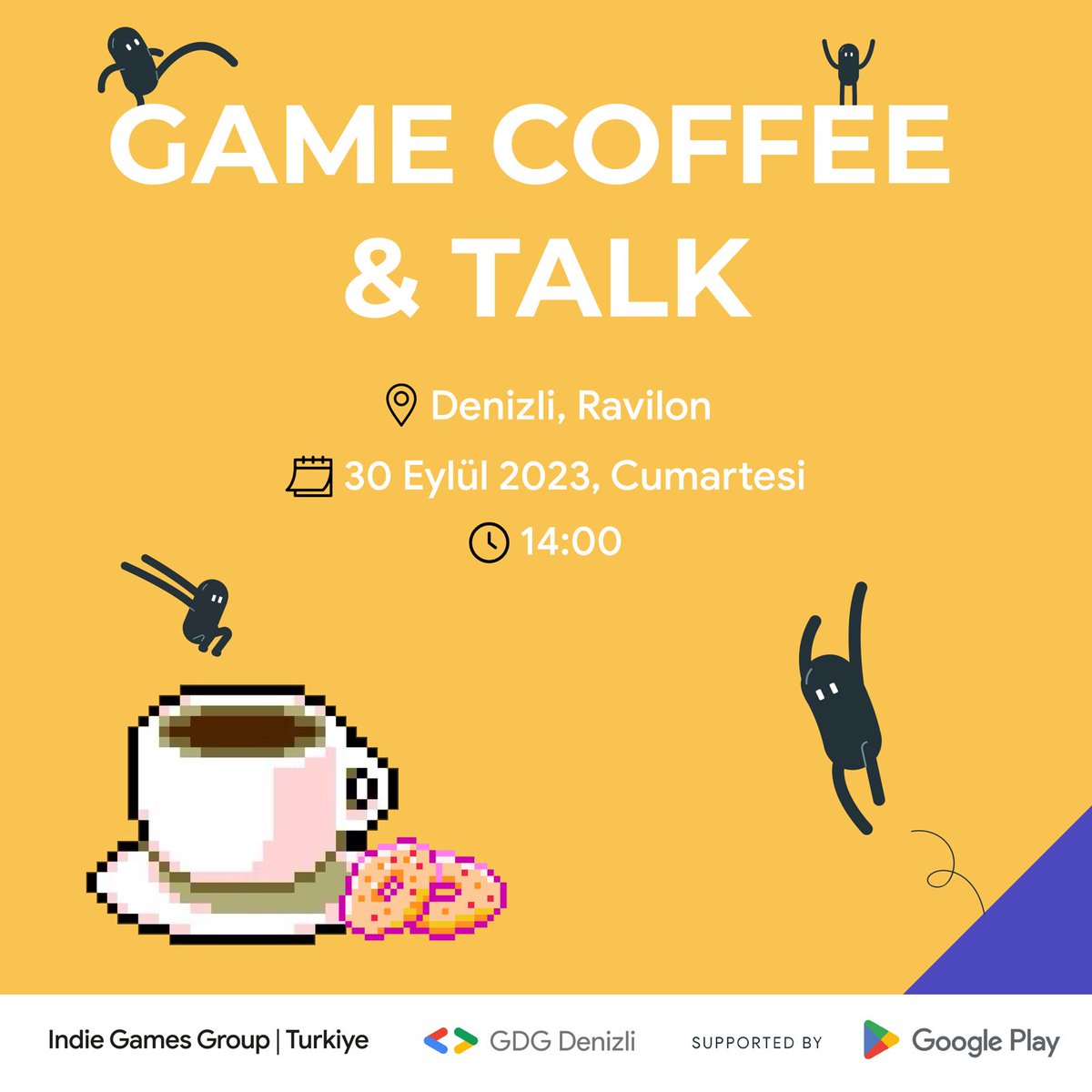 denizligdg's tweet photo. Google Developer Groups Denizli ve Indie Games Group Turkiye işbirliğinde gerçekleşecek Game Coffee &amp; Talk Event'i Denizli'de ki oyun ekosistemini buluşturuyor! https://t.co/FDV2pOuSf5