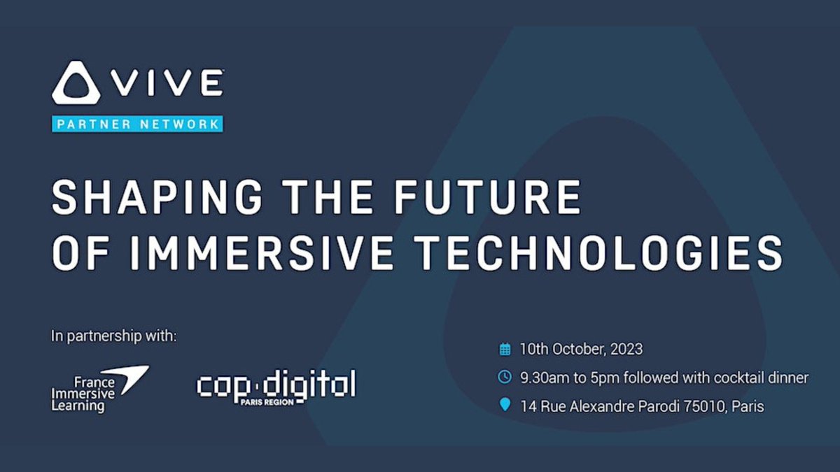 🚀 Join us at <a href="/htcvive/">HTC VIVE</a> 's PARTNER NETWORK FRANCE event on Oct 10th! Meet <a href="/NadiaElharradi/">Nadia EL HARRADI</a> , our passionate French <a href="/WiiT_Europe/">Women In Immersive Technologies Europe</a> Ambassador. Let's shape the future of immersive tech together! 
📅 Oct 10, 2023 - Paris 👉 eventbrite.co.uk/e/vive-partner…