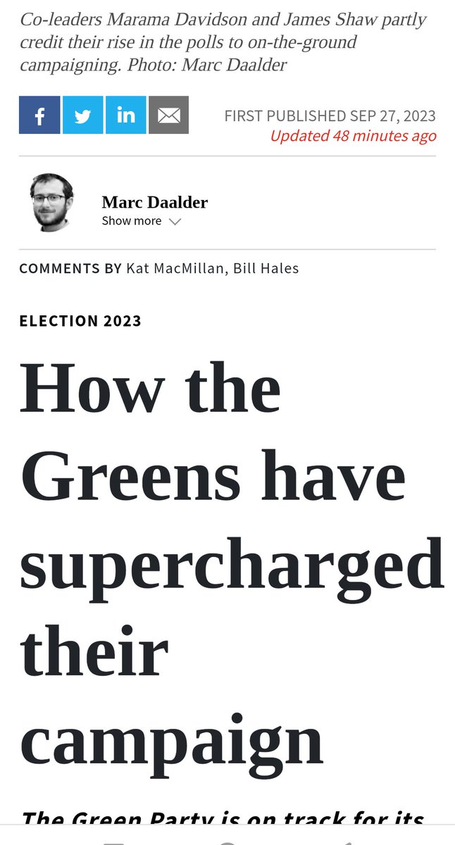 investigatemag's tweet photo. Today's self-identifying propaganda hack for the @NZGreens is @NewsroomNZ repeater @marcdaalder, who writes what appears to be undeclared advertorial in an interview with James Shaw that fails to ask 1 question re the issue burning up the Greens social media #discoverthenetworks https://t.co/rpt2LcDOOt