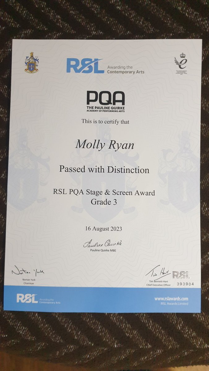 Really proud of my daughter Molly,  she has worked really hard in her first term and has gained a pass with distinction 😍🥰