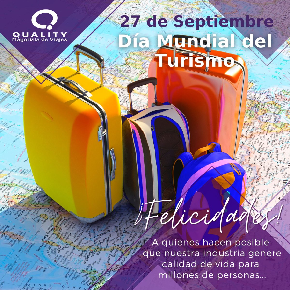 QualityMayorist's tweet photo. En @QualityMayorist celebramos a todos y cada uno de los compañeros, que cada dia hacen realidad los sueños viajeros de miles de pasajeros, en un mundo interconectado, brindando servicio y atencion con pasion y excelencia.

Somos turismo al servicio de los agentes de viaje. https://t.co/002oZShNTb