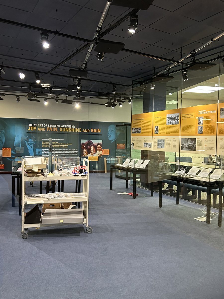 Making progress on the exhibit installation! If you'd like to schedule a tour for your class, student org., and/or for fun, email our University Archivist at nmtrap@umd.edu

&amp; stop by our OPENING RECEPTION: Oct. 25, 4:30- registration is not required, but appreciated! Link in bio