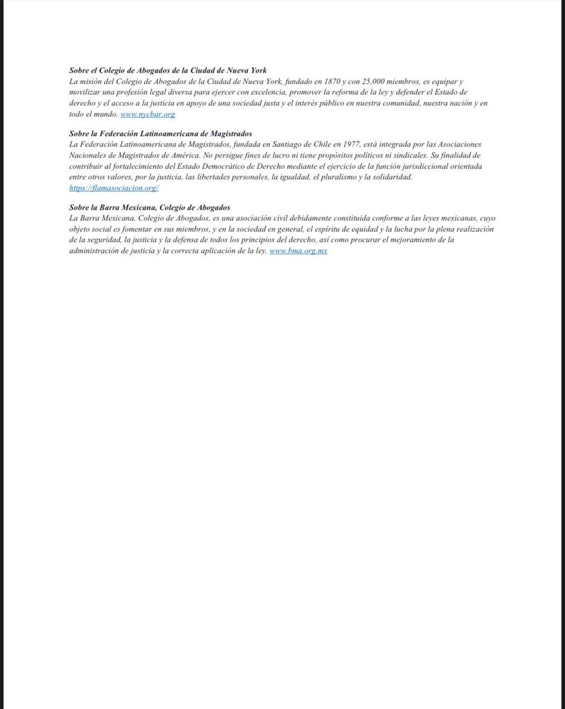 jufed_org's tweet photo. En grave riesgo la Independencia del Sistema Judicial Federal en México, concluye informe de expertos legales: Federación Latinoamericana de Magistrados FLAM; Cyrus R. Vance Center For International Justice, New York City Bar; y Barra Mexicana Colegio de Abogados BMA. 🇲🇽♾💯 https://t.co/CXSq3A9zjN