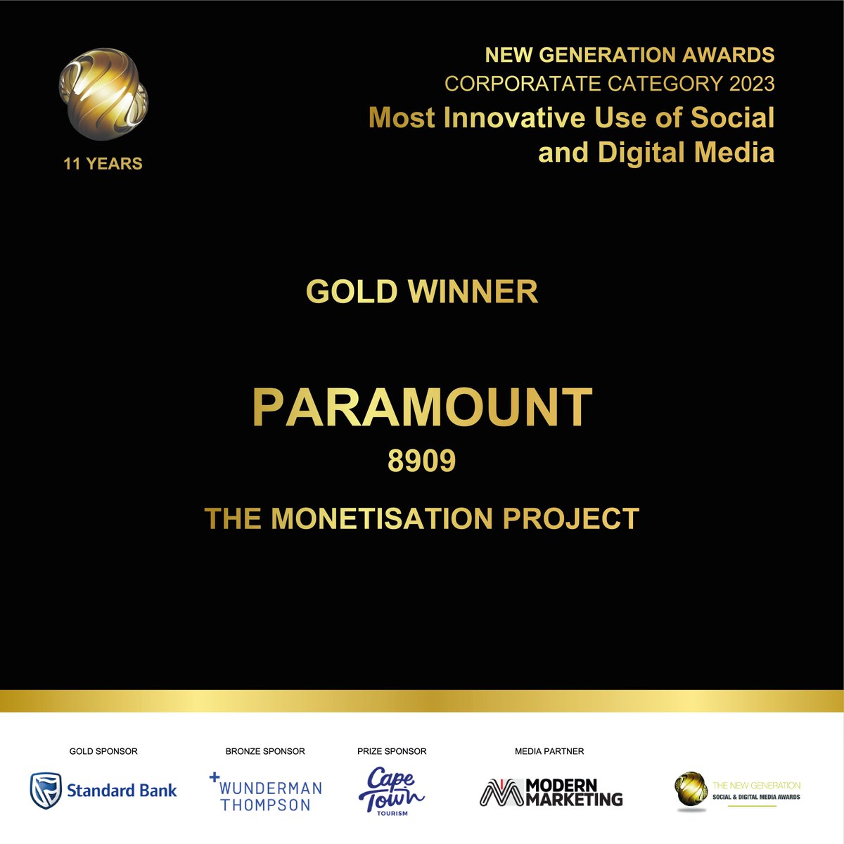 Category: Most Innovative Use of Social &amp; Digital Media
Winner: <a href="/8909Digital/">8909 Digital</a>
Award: Gold

Congrats Team!
#newgenawards