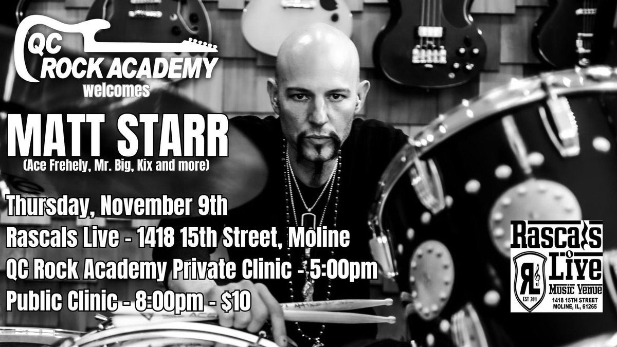qcrockacademy's tweet photo. Mark your calendars for this event on Thursday, November 9th as we welcome Matt Starr! https://t.co/gszAmg1Kyo