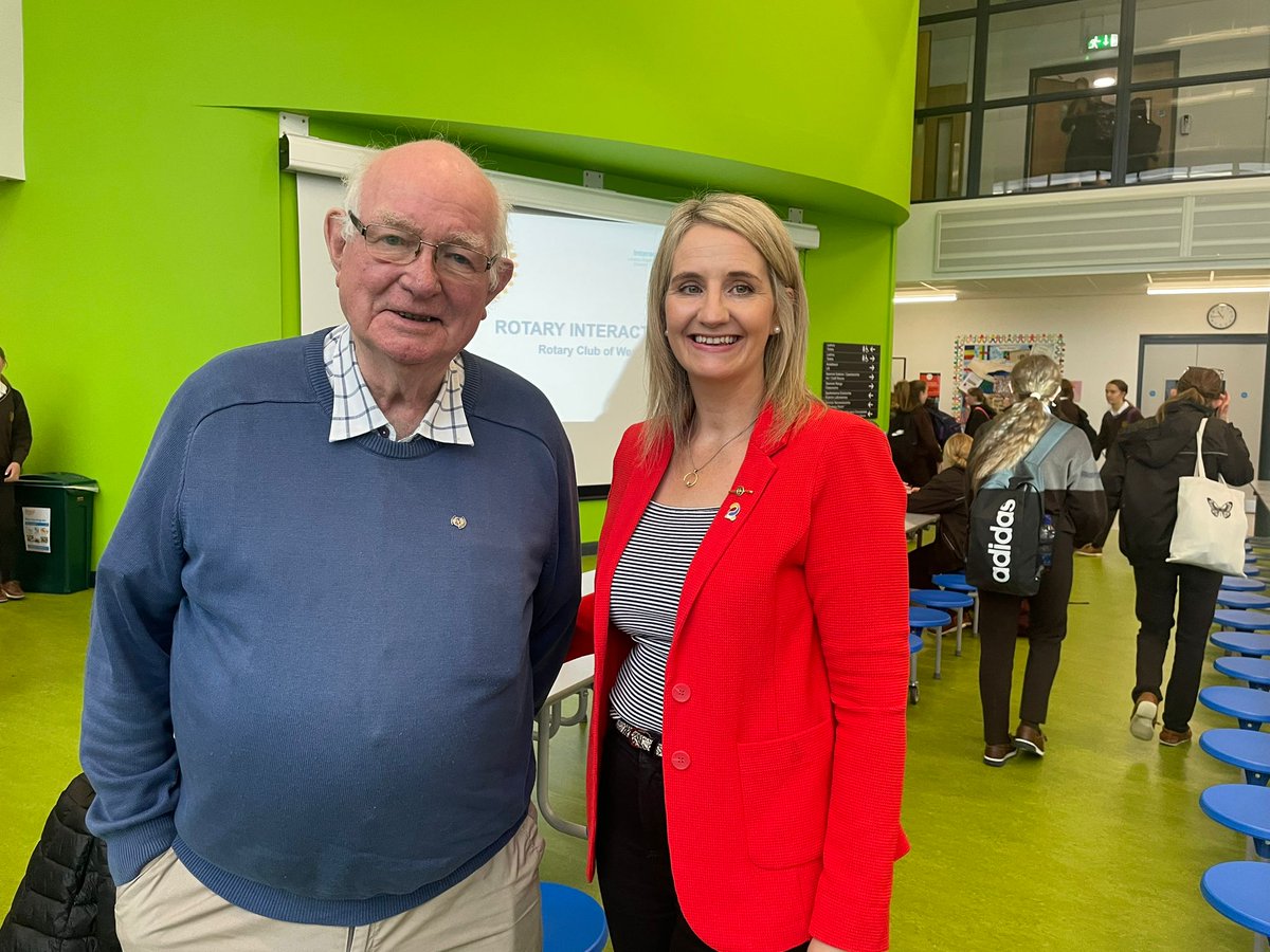 A wonderful morning in @SchoolWexford where Mike & @natwex were presenting to all the TY students around the prospect of setting up our first pilot Interact clubs!