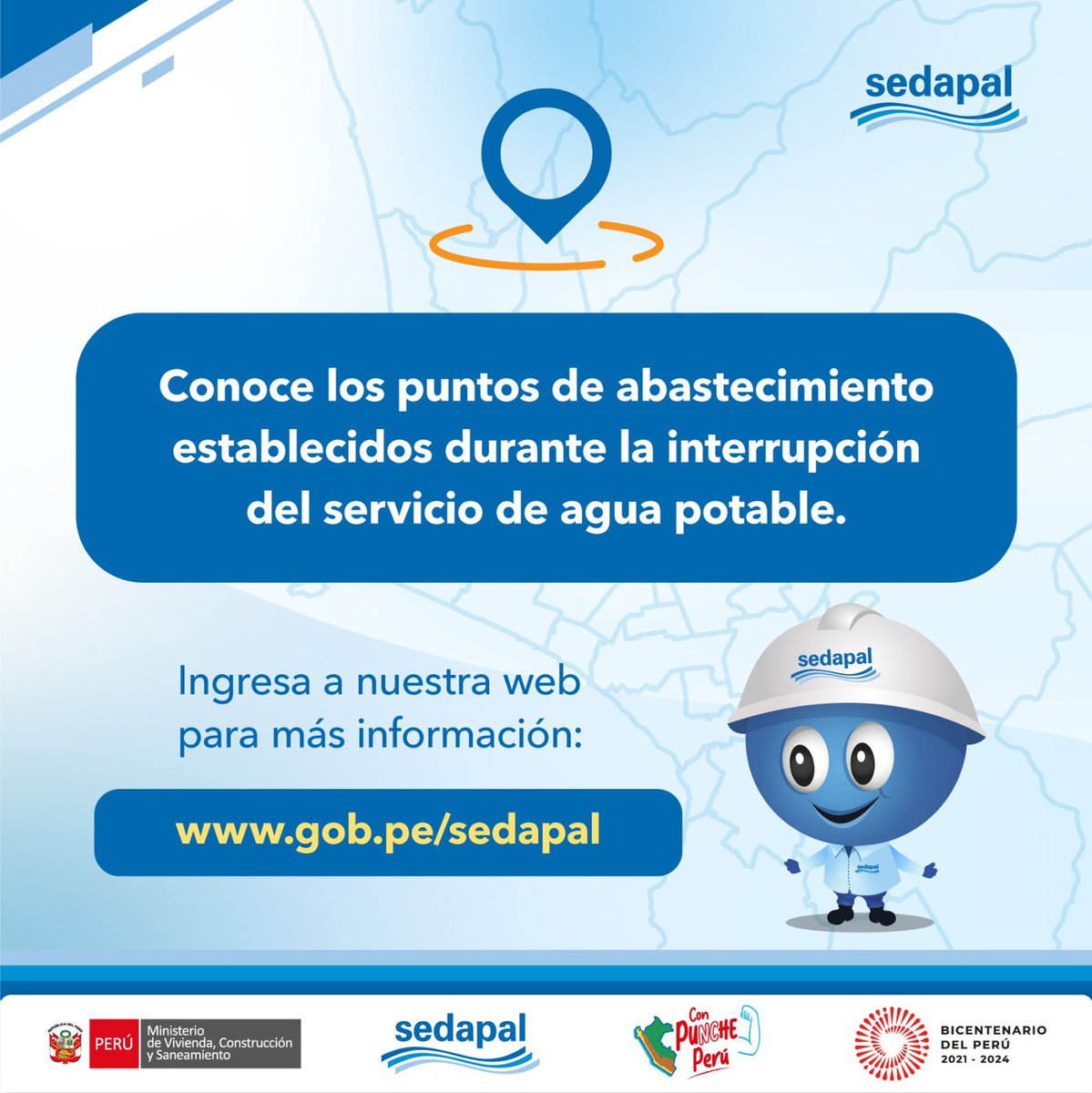 SedapalOficial's tweet photo. ✅Ingresa a nuestra web y click al encabezado color verde denominado “Interrupción del Servicio de Agua Potable”.

👉https://t.co/G2e6qJhgJJ 

🚨Recuerda, en asegurarte en almacenar el agua adecuadamente y hacer uso de ella de manera responsable.

 #UsoResponsable #Sedapal https://t.co/EPRLxoz60O