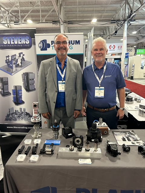 PlatinumTooling's tweet photo. Preben is at #CMTS with our Canadian #salesrep, Peter Seessle, of Expertech Technologies. Visit booth 705 to see #Heimatec #livetools/ #angleheads, #Quick #knurling &amp; #marking tools, #Tecnicrafts #collets &amp; #guidebushings, #Henninger #speedincreasers and #REV #broachingtools. https://t.co/70YgZfXsgM
