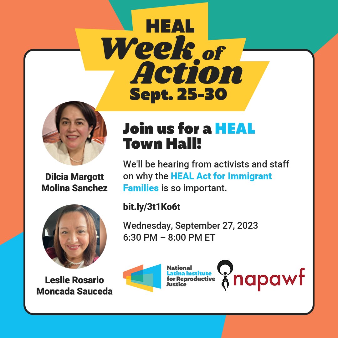 UPLAN_USA's tweet photo. Happening TODAY!! We are excited to join @LatinaInstitute for Town Hall where we’ll hear from activists about just how vital the #HEAL Act is & what it would mean for our community! #HEALWeekOfAction
⬇️ ⬇️ ⬇️
Register Now!
🔗: https://t.co/H81Ns7VyzR
🙌@NAPAWF https://t.co/KkP3vxjyBp