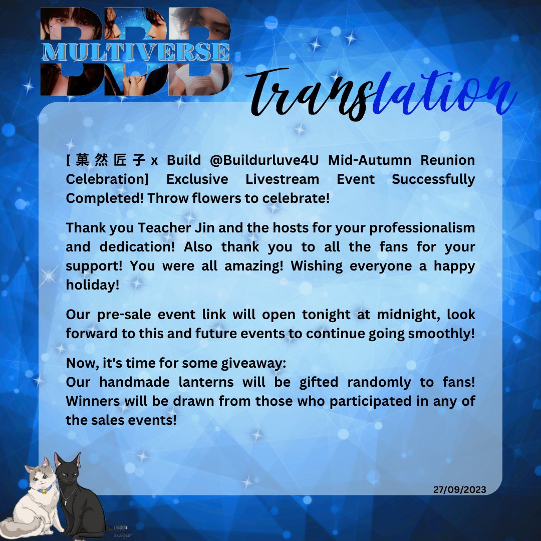 BBBMultiverseFC's tweet photo. WEIBO UPDATE | 27092023
©️是菓然匠子吖
🔗https://t.co/wD13WbQJjv

#GuoranjiangziXBUILD
@JakeB4rever #BuildJakapan
#BibleBuildMultiverseUpdates
💙‧₊˚✧ ૮ ˶ᵔ ᵕ ᵔ˶ ა ✧˚₊‧🖤
🐵 https://t.co/HxJnWZWz7Z