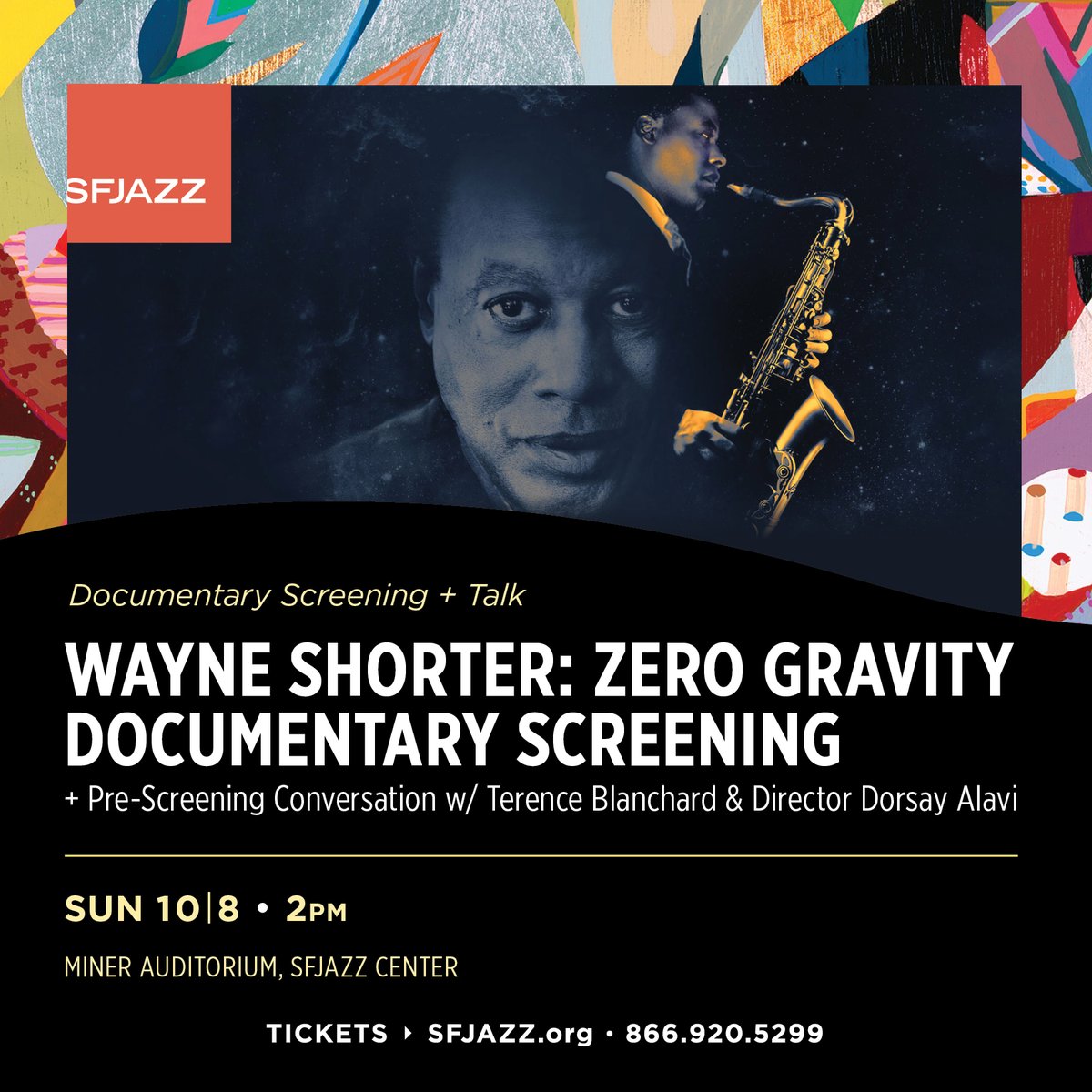 Join us October 8th for an exclusive matinee screening of director Dorsay Alavi’s exciting new documentary film ‘Zero Gravity’, tracing the life and music of the late genius @Wayne_Shorter . @T_Blanchard will lead a discuss before the screening: sfjazz.org/tickets/produc…