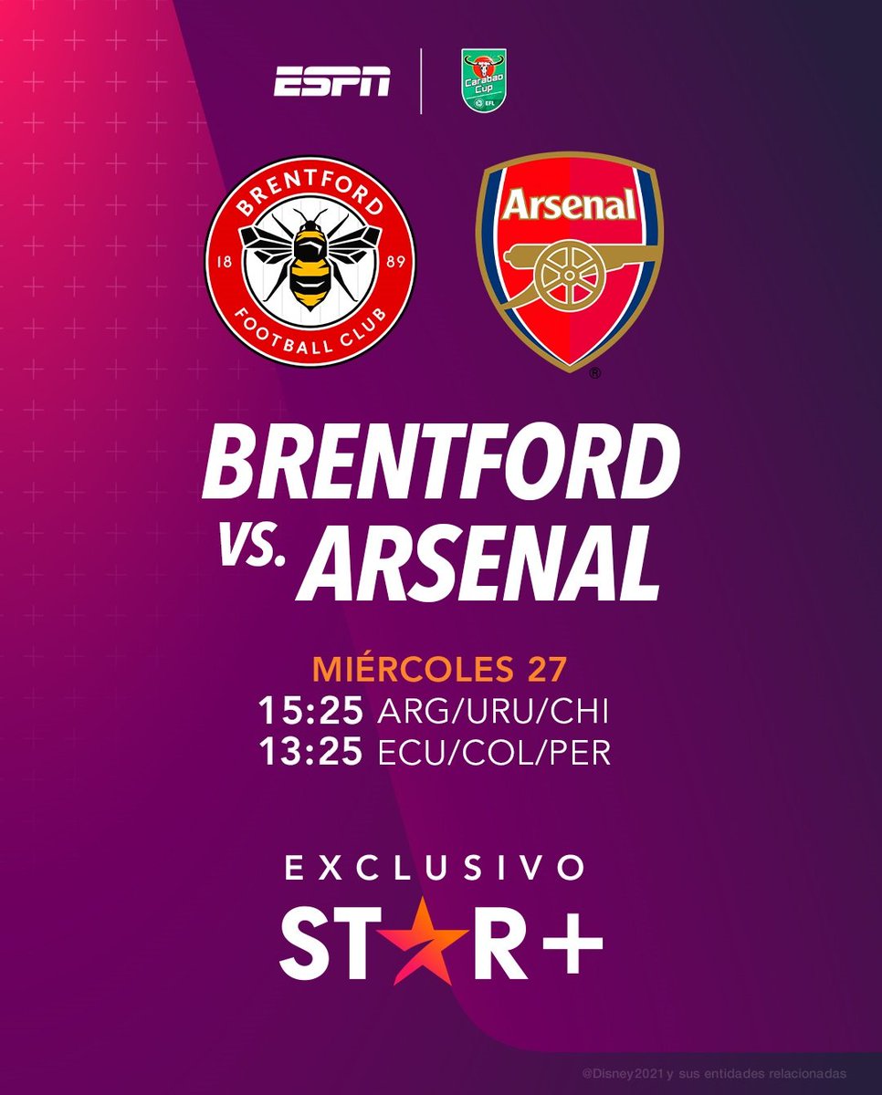 Jorge_BarriL's tweet photo. #Brentford y #Arsenal jugarán su partido por la #CarabaoCup en el gran #GtechStadium 🏟

Te espero junto a @GeralCB7 a través de @starplusla para la transmisión del encuentro ⚽️ https://t.co/LHfj3VwB8C