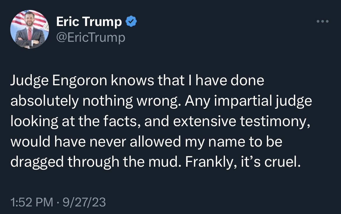 Yo @EricTrump Did you know the New York Attorney General is turning over to the US Attorney and the IRS evidence of criminal activity discovered in your fraud case? Maybe you and daddy can share a prison cell together