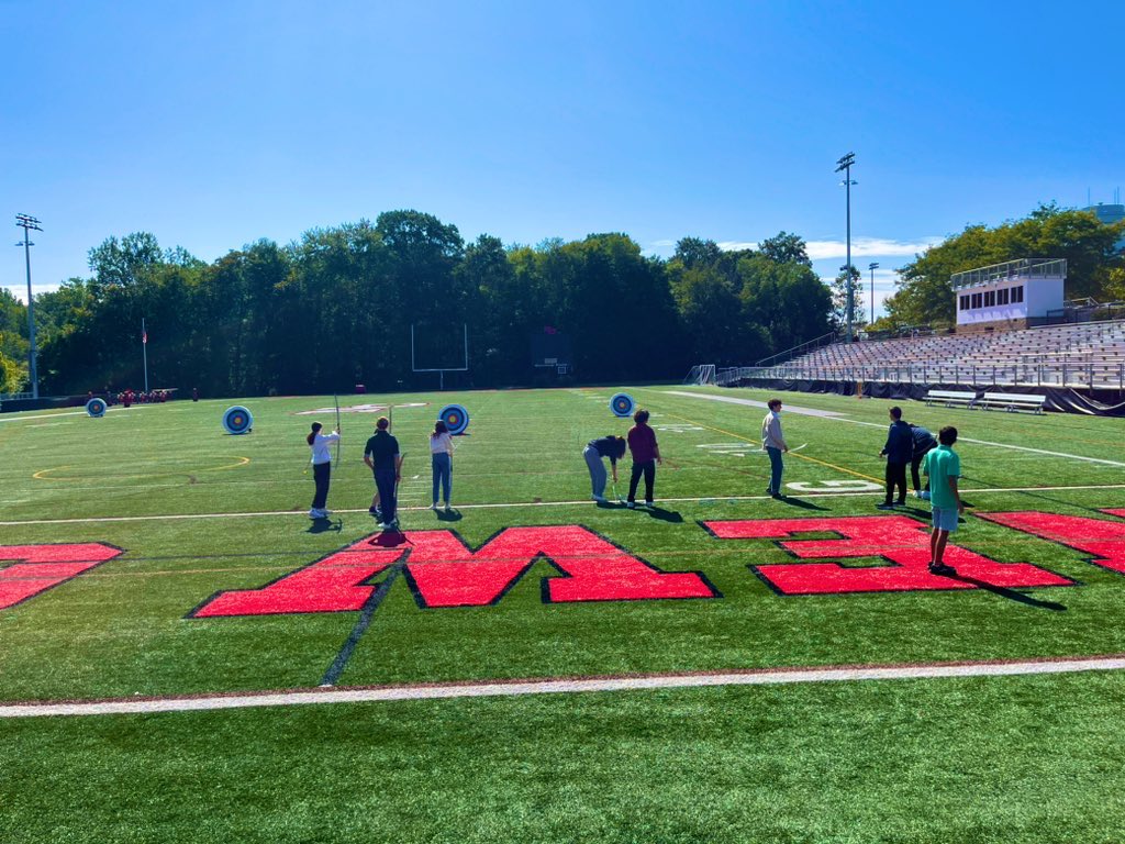 MTiscia's tweet photo. @NCHS_CT Juniors/Seniors getting outside and enjoying the weather today with the Archery Unit. One of my favorite units to do and a lot of social/emotional components involved as well #NCHSPE 🏹 🎯 https://t.co/kJY26xeivE