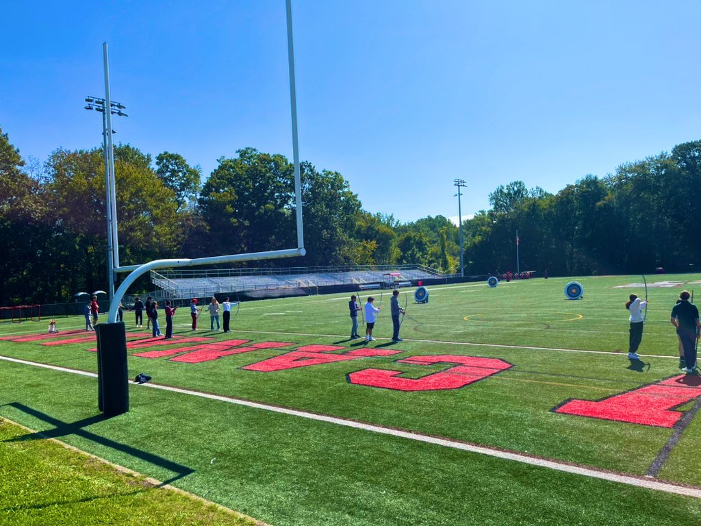 MTiscia's tweet photo. @NCHS_CT Juniors/Seniors getting outside and enjoying the weather today with the Archery Unit. One of my favorite units to do and a lot of social/emotional components involved as well #NCHSPE 🏹 🎯 https://t.co/kJY26xeivE