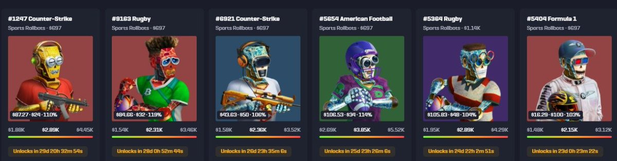 in the last 5 days i claimed 588.21usd counting free bets as half value (not counting bonus/rakeback) and ive also some bots that are better than these in the collection, thanks @rollbitcom best nfts out there!