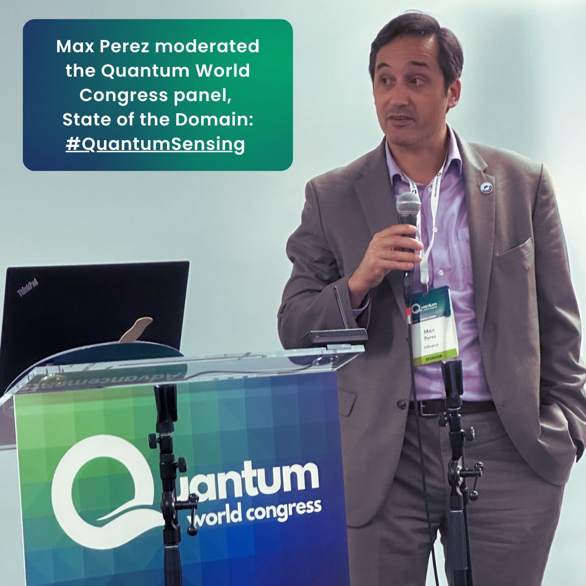 infleqtion's tweet image. Max Perez moderated the panel, State of the Domain: #QuantumSensing with Jeffrey Buchsbaum (@theNCI), Nick Werstiuk (Quantum Valley Ideas Lab), and Tyle Stelzig (@IDQuantique) today at @QWCevent #QWC2023 @ConnectedDMV