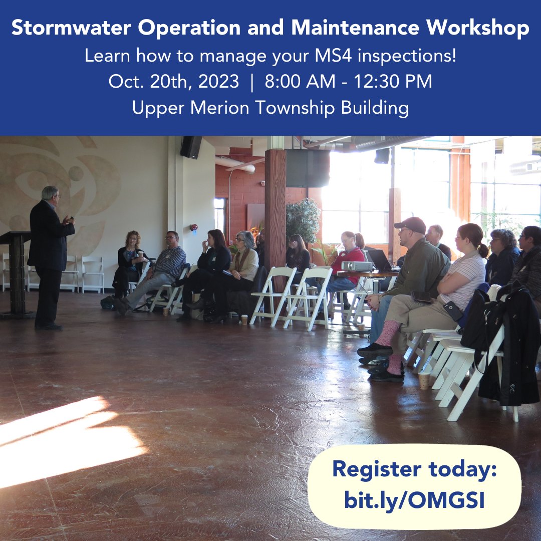 Don't miss out on the opportunity to join our October 20th workshop on Stormwater Maintenance and Inspection Protocols in collaboration with Center for Watershed Protection and Upper Merion Township! Register today bit.ly/OMGSI
