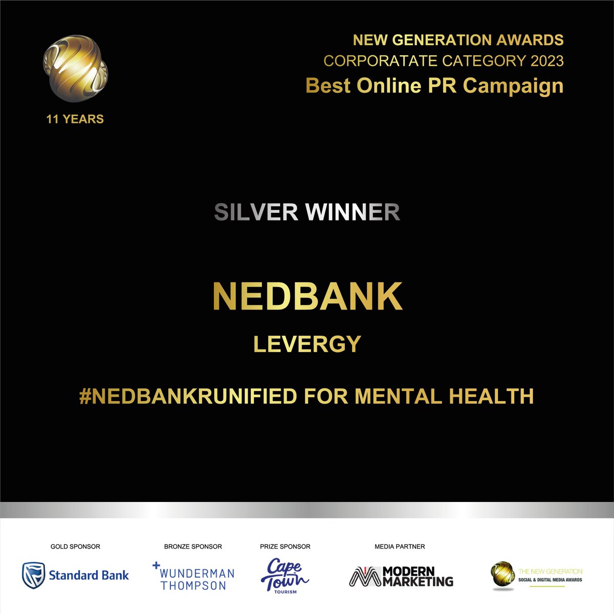 Category: Best Online PR Campaign Winner: @Nedbank @levergy_sa Award: Silver Great Job Team! #newgenawards