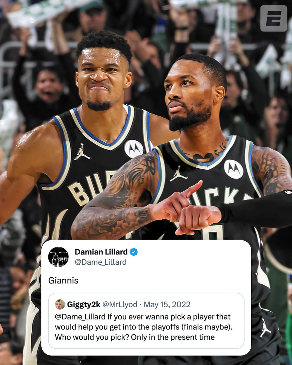 espn's tweet photo. Dame tweeted this last year ... he got his wish 👀

(h/t @MrLlyod) https://t.co/gxhGGq7f5Y