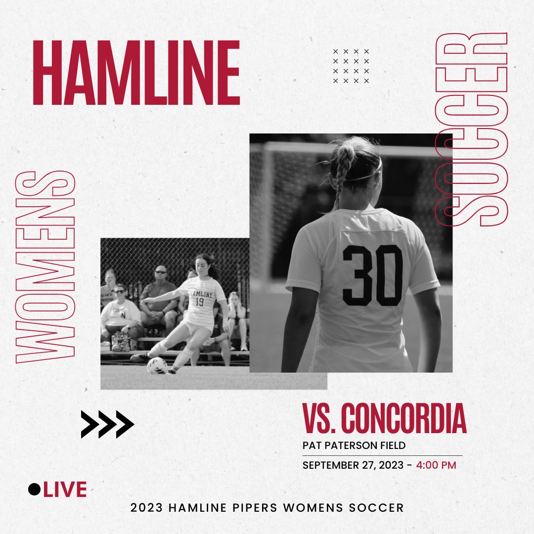 CoachMeganK's tweet photo. Hosting the Cobbers
๐ Concordia
๐๏ธ Pat Paterson Field
โฐ 4:00pm
#hamline
#hamlineuniversity
#hamlinewsoc
#collegesoccer
#ncaad3
#coaching https://t.co/e8McjH4HzN