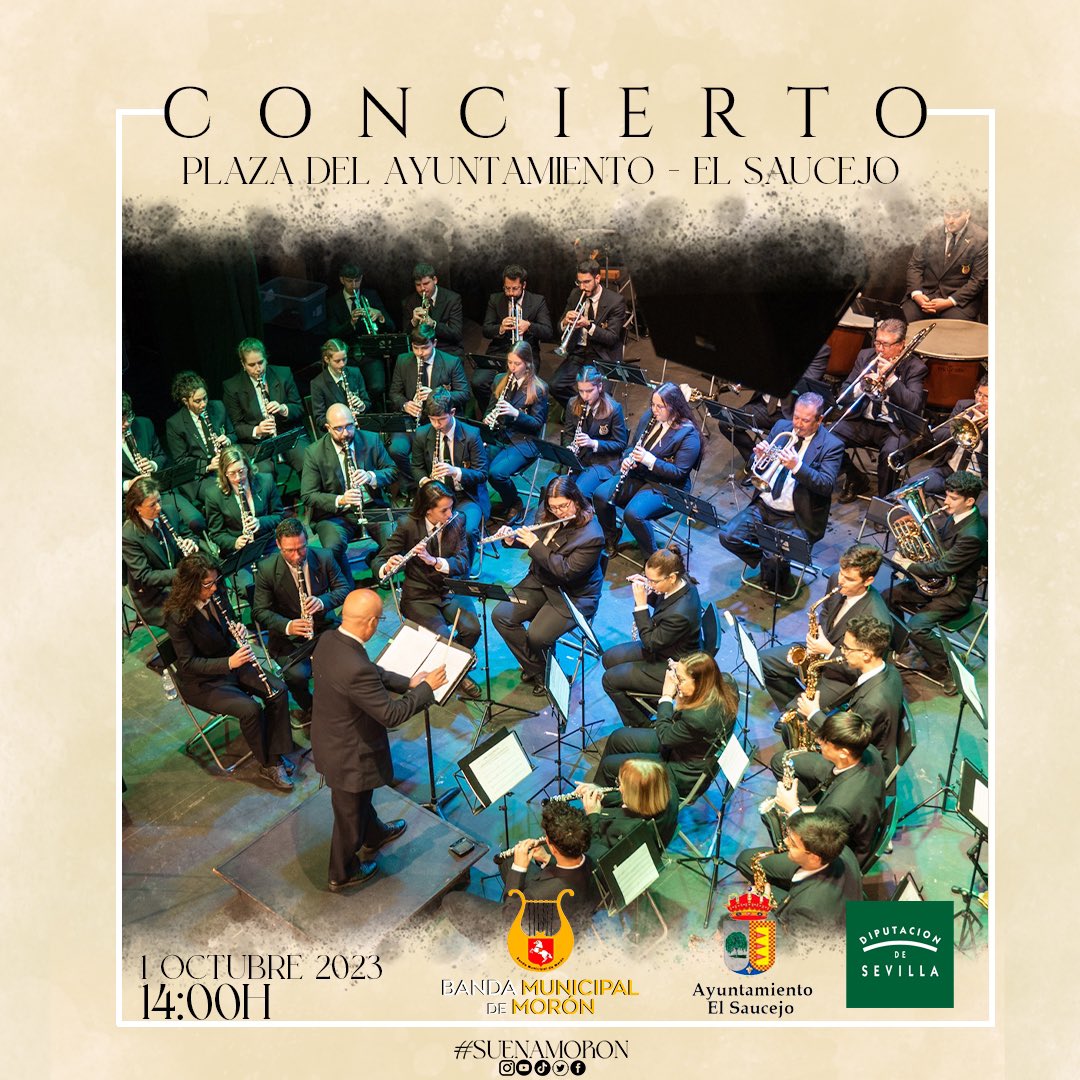 🗓𝐂𝐎𝐍𝐂𝐈𝐄𝐑𝐓𝐎🗓

El domingo 1 de octubre tendrá lugar nuestro próximo concierto, el cual será en la Plaza del Ayuntamiento de El Saucejo a las 14:00h

¡Te esperamos!

🟡#suenamoron