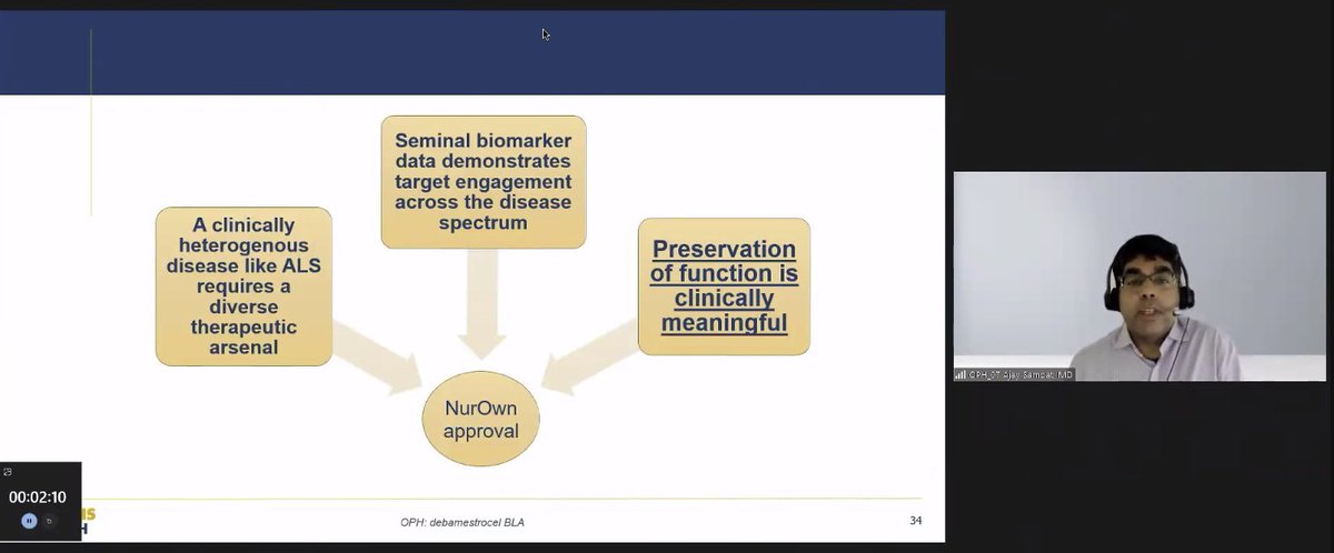 Thank you, @Sampat_md, for speaking at today's #NurOwn ad comm, and I believe the entire community will stand with your statement that 'Any preservation of function is clinically meaningful.' #EveryPointMatters #NurOwnWorks