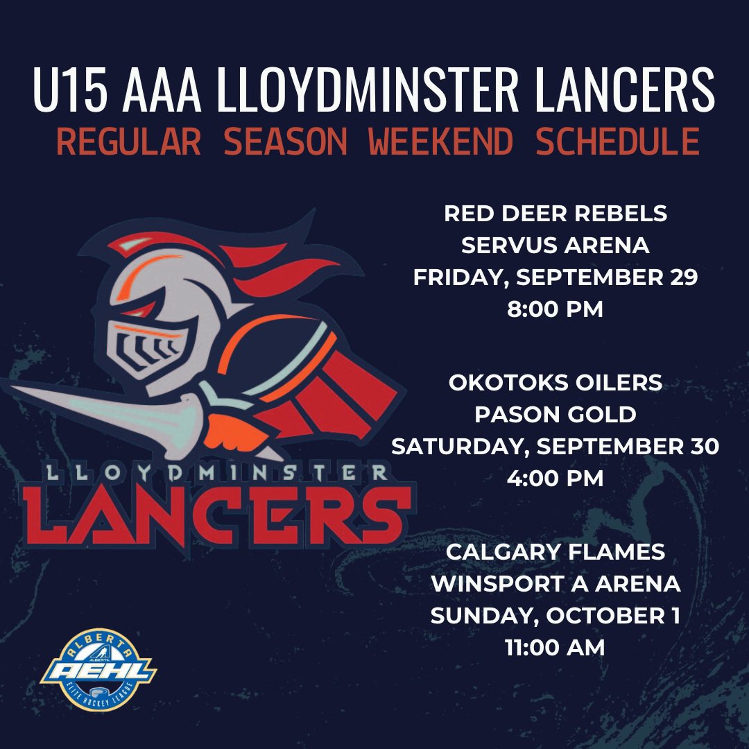 It’s that regular season time of year again, and the boys are kicking it off by heading south for a 3-game road trip to Red Deer, Okotoks, and Calgary 🏒

Best wishes for safe travel across the league this weekend !
