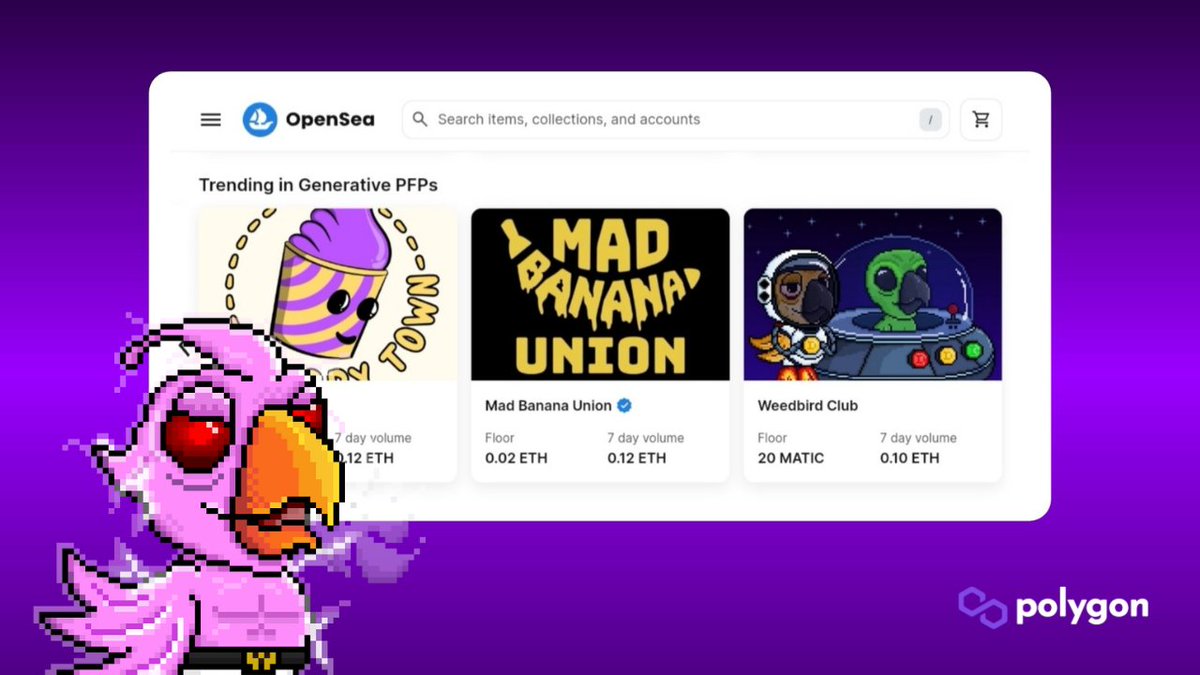 Weedbird on Opensea 💜🌊

🦜 256/420 Minted
💎 119 Holders
🔥 69 Secondary sales
📈 ATH sale at .1 ETH
👉 bit.ly/weedbirdclub

Top Holders:
<a href="/StielHugh/">HughStiel/RoyalFrenchmenHotel Bar Gallery & Events</a> <a href="/gyzmo88/">GyZ</a> <a href="/nealas28/">NealManZ</a> <a href="/firepitmafia/">Cjbroskie🔥</a> @cm00v 

Let's fly high together 🕊💨