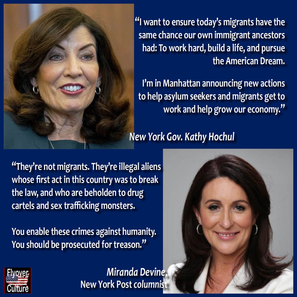 FlyoverCarole's tweet photo. @mirandadevine is right: Marxists like NY Gov. @KathyHochul are committing treason against our nation.
#FlyoverQUOTABLE https://t.co/MIAgYkO7ZL