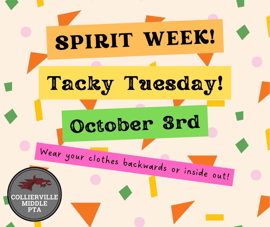 cms_dragonsPTA's tweet photo. Tomorrow is Tacky Tuesday! https://t.co/T7DQWl9dRQ