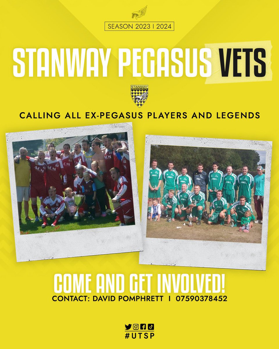 AFCPegasus_'s tweet photo. 𝙋𝙚𝙜𝙖𝙨𝙪𝙨 𝙑𝙚𝙩𝙨!

Since coming into the Pegasus family, our vets have been expanding but are always on the lookout for more! If you are a Pegasus legend over the age of 35 and you like winning trophies, get in touch and come get involved! 

#UpThePeg 🟡⚫️ https://t.co/fmhgy5oVzc