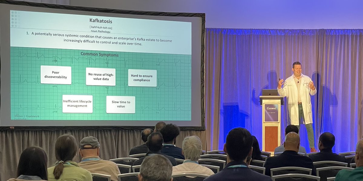 We are having a great time at #Current23! In his session “How Curing “Kafkatosis” Can Improve Your Stream Management and Governance”, Jonathan Schabowsky introduced causes &amp; symptoms of Kafkatosis, using real-world examples. Find out more: solace.com/blog/got-kafka…