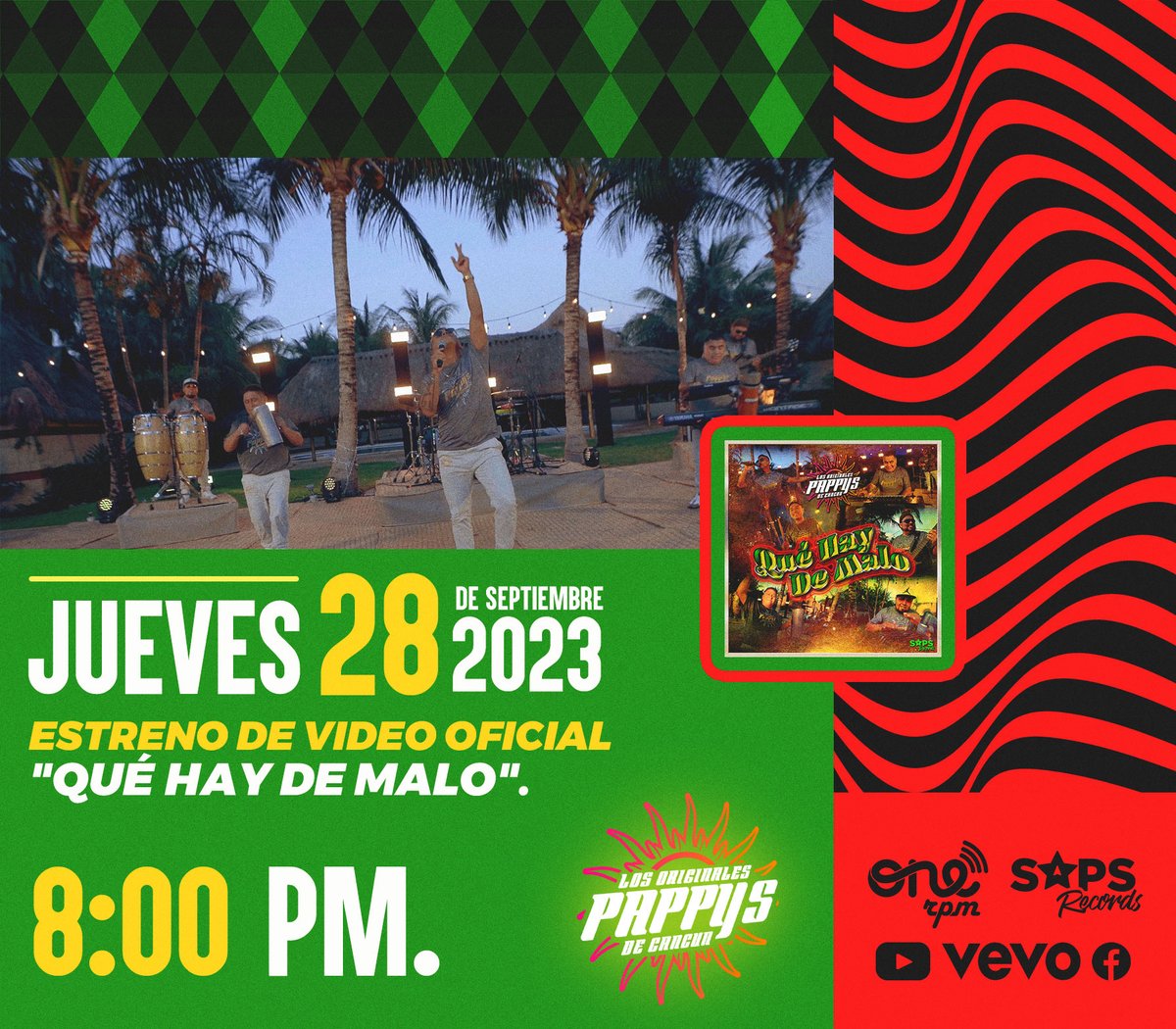 LosPappys's tweet photo. ¡Ya falta nadita del estreno de nuesto video oficial "Qué Hay De Malo"!
https://t.co/ldI990UB9G https://t.co/8EYPmMJOa7