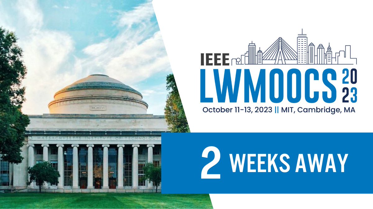MIT Open Learning (@mitopenlearning) on Twitter photo Are you enthusiastic about open online education? On October 11-13, join other academic and industry professionals on <a href="/MIT/">Massachusetts Institute of Technology (MIT)</a> campus to discuss the latest advances in massive open online courses.
Register for <a href="/IEEEorg/">IEEE</a>'s Learning with MOOCs conference today: 2023.lwmoocs-conference.org Are you enthusiastic about open online education? On October 11-13, join other academic and industry professionals on <a href="/MIT/">Massachusetts Institute of Technology (MIT)</a> campus to discuss the latest advances in massive open online courses.
Register for <a href="/IEEEorg/">IEEE</a>'s Learning with MOOCs conference today: 2023.lwmoocs-conference.org