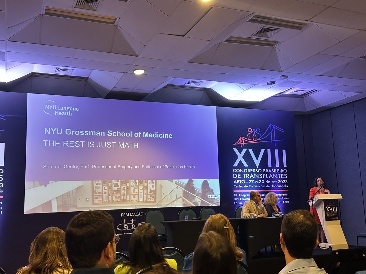 NYUGSOM_CSTAR's tweet photo. Our experts in action at XVIII Congresso Brasileiro de Transplantes @ABTO:
@shelikesmath presented "The rest is just math" and
@AllanBMassie presented "Brazil should create the next great national registry to lead transplant research worldwide" https://t.co/MFzHYf8ZTA